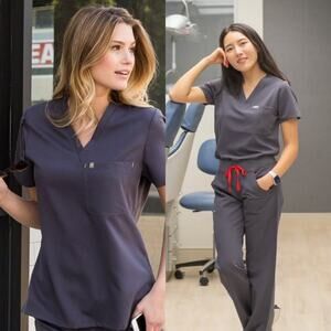 Figs Catrina Scrub Top Charcoal Nurse Hospital Doctor Medium